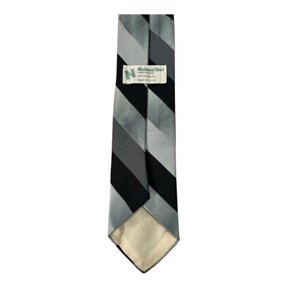 Vintage National Shirt Coast to Coast Men’s Tie – Black & Silver Striped USA - Picture 2 of 3